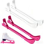 giteo bedding 2 çift hokey paten koruyucusu, buz pateni, bıçak kılıfı, sıkı oturan topuk kayışları, ayarlanabilir buz pateni koruyucu, buz pateni, hokey için (pembe, beyaz)