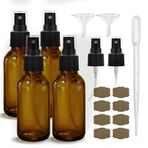 GIVAMEIHF Amber Sprey Şişeleri yaklaşık 4 oz (108ml) Amber Küçük Boş Sprey Şişesi İnce Sis Spreyi Doldurulabilir Kaplar, 4'lü Set, Dahil 6 Yağmurlama, 2 Huni, 1 Damlalık, 8 Etiket