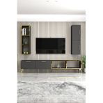 Givayo Mobilya Asna Tv Ünitesi Dolaplı 180 Cm Antrasit Altın