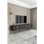 Givayo Mobilya Givayo Su Tv Ünitesi Antrasit Altın 150 Cm Duvara Monte Ayaklı Kullanım