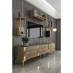 Givayo Mobilya Laura Modern Tv Ünitesi 180 cm Ceviz Gold Suntalam Malzeme ile Şık Tasarım - Ceviz - Gold