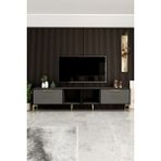 Givayo Wood's Givay Mobilya Toledo Tv Ünitesi 200 cm Antrasit-Siyah Altın
