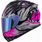 Givi Gıvı 50.x Sharkbıte Mat Siyah-Gri-Pembe Kask (Mavi Vizör) - XL