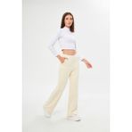 giyadda Kadın Bol Paça Toparlayıcı Bel Sweatpants / Eşofman Altı - 10D-Krem