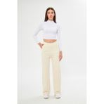 giyadda Kadın Krem Bol Paça Toparlayıcı Bel Sweatpants / Eşofman Altı - 10D-Krem