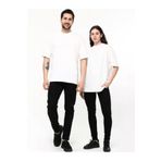 giyadda Unisex Beyaz Pamuk Bisiklet Yaka Oversize Bol Boyfriend Örme T-shirt (SEVGİLİ ÇİFT KOMBİNİ)