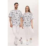 giyadda Unisex Siyah Beyaz Pamuk Bisiklet Yaka Oversize Bol Boyfriend Örme T-shirt (SEVGİLİ KOMBİNİ)