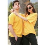 giyadda Üunisex Sarı Bisiklet Yaka Pamuklu Oversize Bol Boyfriend Basic T-shirt (SEVGİLİ KOMBİN ÖNERİSİ)