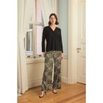 Giyim Çiçek Yaprak ve Etnik Desenli Uzun Kollu Pijama Takımı Beruflic - Siyah - XL