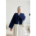 Giyim Gezegeni Önü Bağlamalı 2 Bağcıklı Lacivert Kimono Gömlek Modern Tesettür Şık Yeni Sezon Kimono