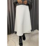 Giyim Odası Kadın Beyaz Scuba Puf Kumaş Kloş Etek 94-95CM Lastikli Bel ile Yeni Sezon Casual Tarz - 5XL