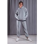 GiyimAdaButik 3 Iplık Unisex Gri Oversize Kalın Puflu Eşofman Takımı - Sevgili Kombini