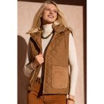 GİYİYORUM Kadın Camel Kapitone Yelek Kapüşonlu Peluş Cepli