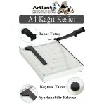 Giyotin Kağıt Kesme Makinesi A4 Metal Kollu Tablalı A5-A4 Ayarlanabilir Sürgülü Paslanmaz Kaliteli