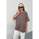 GİYSA Kadın Bisiklet Yaka Fiyonk Aksesuarlı 2İp T-Shirt Açık Kahverengi - 26Y 26609