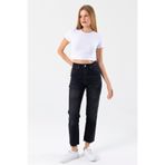 GİYSA Kadın Normal Bel Mom Fit Jean Siyah - 2602