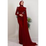GİYZAMİLA Gülşen Tesettür Abiye Bordo