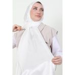 GİYZAMİLA İnci Saten Şal Kırık Beyaz