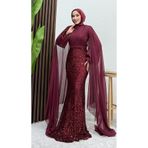 GİYZAMİLA Koza Pelerin Abiye Bordo