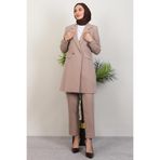 GİYZAMİLA Tesettür Blazer Ceket Takım Açık Vizon