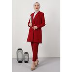 GİYZAMİLA Tesettür Blazer Ceket Takım Bordo