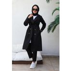 giyze Boyfriend Tesettür Trençkot Siyah 5853