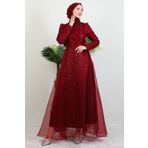 giz astore Alara Tesettür Abiye Bordo