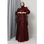 giz astore Betül Tesettür Abiye Bordo