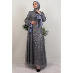 giz astore Betül Tesettür Abiye Gri