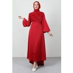 giz astore Kuyruklu Degaje Elbise Kırmızı