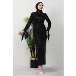 giz astore Sena Pullu Elbise Siyah
