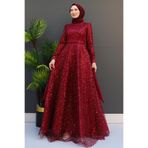 giz astore Simay Tesettür Abiye Bordo