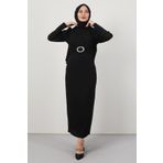 giz astore Yakası Çapraz Elbise Siyah