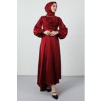Giza Giyim Kuyruklu Degaje Elbise Bordo