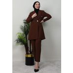 Giza Giyim Tesettür Blazer Ceket Takım Kahverengi
