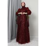 Giza Store Betül Tesettür Abiye Bordo - 44