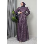 Giza Store Betül Tesettür Abiye Bordo - Koyu Lila - 40
