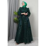 Giza Store Betül Tesettür Abiye Bordo - Zümrüt - 40