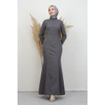 Giza Store Hiranur Tesettür Elbise Koyu Gri - Koyu - Gri - 42