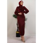 Giza Store Naz Tesettür Abiye Elbise Bordo - 44