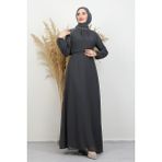 Giza Store Semra Tesettür Elbise Koyu Gri - Koyu - Gri - 38
