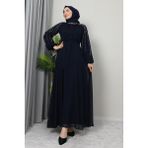 Giza Store Semra Tesettür Elbise Siyah - Lacivert - 42