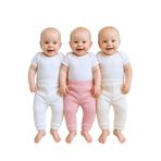 GizaKids Bebek Unisex Pijama Altı 3lü Set, 6 Ay, pjmal, Pembe-Beyaz-Ekru, üniseks-bebek