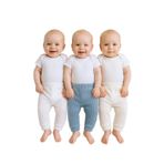 GizaKids Bebek Unisex Pijama Altı 3lü Set, 9 Ay, pjmal, Mavi-Beyaz-Ekru, Bebek-Kızlar