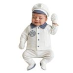GizaKids Erkek Bebek Pamuk Hastane Çıkışı Set, Yeni Doğan, ehastane5, Ekru-Gümüş, erkek-bebek