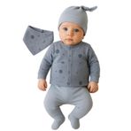 GizaKids Erkek Bebek Pamuk Hastane Çıkışı Set, Yeni Doğan, ehastane5, Gri-Antrasit, erkek-bebek