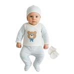 GizaKids Erkek Bebek Pamuk Hastane Çıkışı Set, Yeni Doğan, ehastane5, Mavi-Beyaz-Bej, erkek-bebek