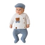 GizaKids Erkek Bebek Pamuk Hastane Çıkışı Set, Yeni Doğan, ehastane5, Mavi-Beyaz-Kahverengi, erkek-bebek