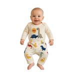 GizaKids Erkek Bebek Pamuk Pijama Takımı, 0-3 AY, gkbat1, Bej, erkek-bebek