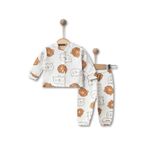 GizaKids Erkek Bebek Pamuklu Pijama Takımı, 0-3 AY, nynpe, Beyaz, erkek-bebek